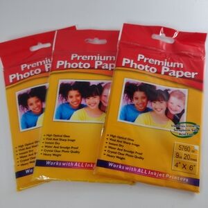 Premium Photo Paper Lot Of 3.  9mil 20 Sheets 4"×6"